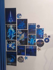 Aesthetic Blue Wall Poster Collage Kit