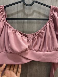 Elegant Satin Tie-Front Crop Top