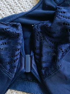 Glamorise Elegant Lace Trim Bra - Navy Blue