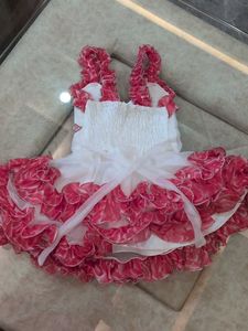 Beautiful White &amp; Pink Party Dress