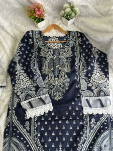 Elegant Navy Blue Kurta Set with Dupatta