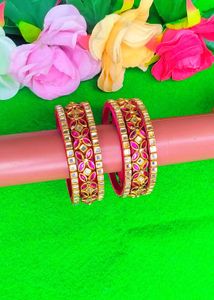 Stunning Pink &amp; Gold Bangles Set