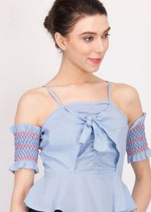 Stylish Blue Off-Shoulder Top