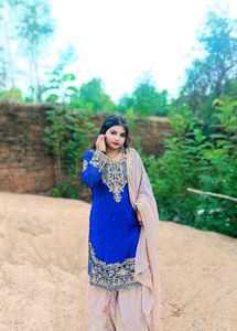 Royal Blue Embroidered Kurta Set