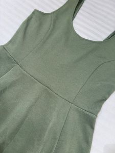 Olive Green Fit &amp; Flare Dress