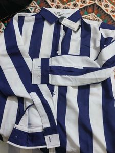 Blue &amp; White Striped Button-Up Shirt