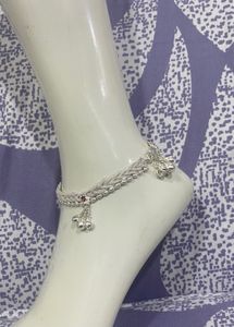 Elegant Silver Anklet with Delicate Charms