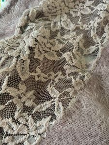 Fuzzy Knit Cardigan w/ Lace Sleeves