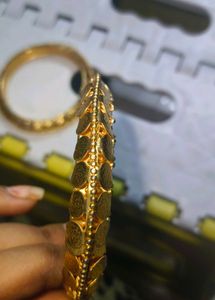 Gold toned lakshmi roopu Bangles (Set of 2)
