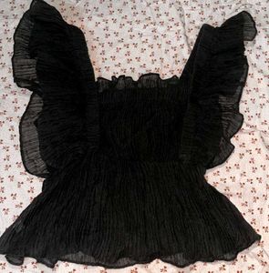 Chic Black Ruffled Top