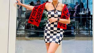 SSS Checkerboard Halter Neck Mini Dress