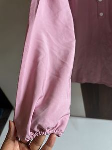 Pink Ruffled Neck Blouse