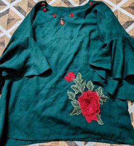 Emerald Green Embroidered Blouse