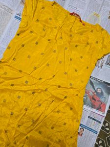 Vibrant Yellow Printed Aline Top.