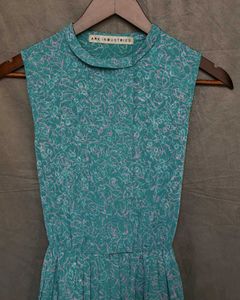 Retro Teal Floral Dress