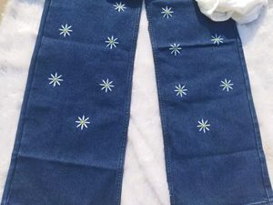 Pinteresty Embroidered Daisy Jeans With Top
