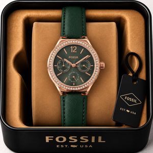 Fossil Elegant Chronograph-Style Leather Watch