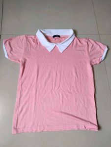 Cute Pink Collared T-Shirt