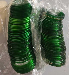 84 (7 Dozen)Emerald Green Glass Bangles Set