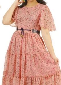 Chic Floral Print Tiered Midi Dress