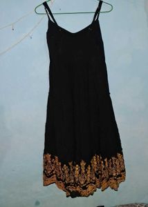 Black Tiered Maxi Dress with Embroidery