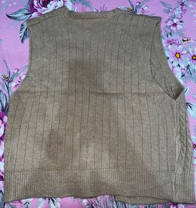 Cozy Knit V-Neck Vest with Bows