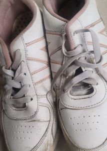 White Lace-Up Sneakers