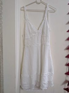 White mini tie back dress