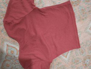 combo+++2 tops ....Stylish Maroon Ribbed Cut-Out T