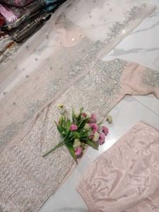 Elegant peach Embroidered Kurta Set