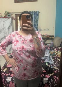 Pink Floral Print Top