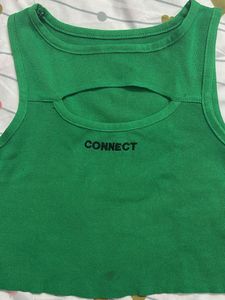 Green Connect Graphic Cropped Tank