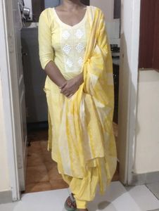 bandhni cotton salwar suit with dupatta