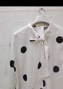 New with tag Korean Polka Dot Bow Blouse