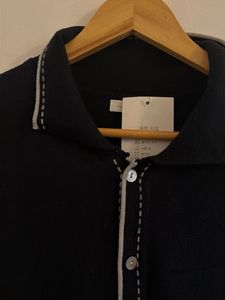 Men's Black Collared Cardigan Sweater