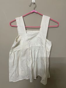 White Linen Peplum Top