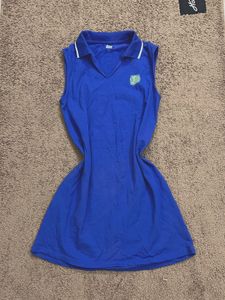 Blue Sleeveless Polo Dress with Accent