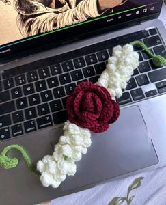 Rose Crochet Hair Bun gajra with white flowers