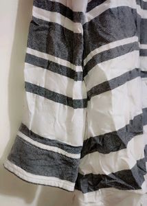 White Grey Lining Cotton Shirt For Girl 34 Bust