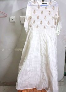 Elegant White Embroidered Ethnic Gown