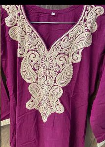 Elegant Embroidered Purple Kurti