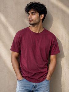 Unisex Maroon Round Neck T-Shirt