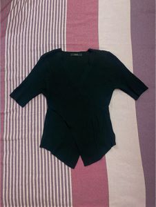 Chic Black Asymmetrical Knit Top