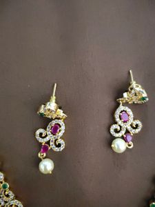 one gram gold neckset with cz stones