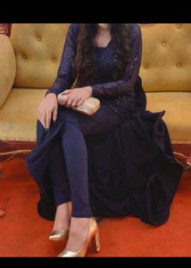 Elegant Navy Blue Sequined Kurta Set