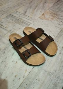 Brown Double-Buckle Slides