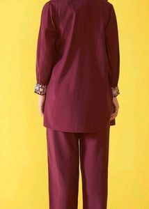 ANOUK - Maroon Embroidered Jacket Set