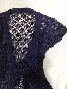 Purple Crochet tie-front Cardigan