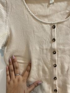 Beige Cropped Tee