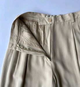 Korean Pleated Formal Trousers In Beige